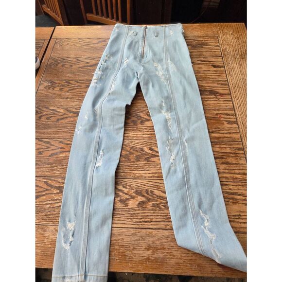 Rachel Comey High Rise Siren Bleached Distressed Skinny Jean Size 2 - Picture 4 of 4